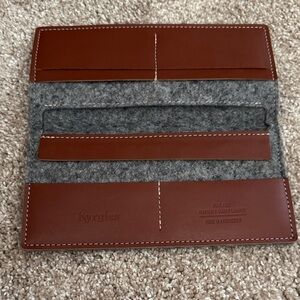 Kyrgies Brown Leather and Gray Felt Travel Wallet